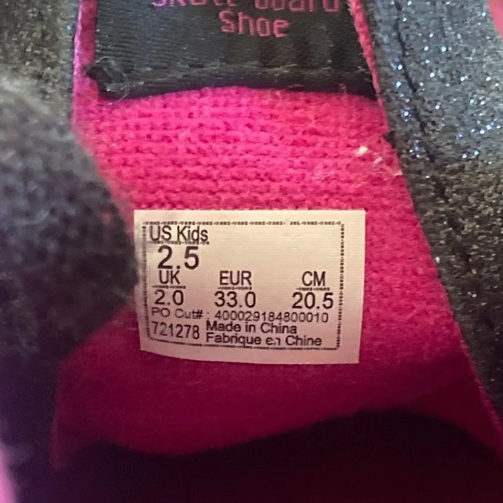 Vans Sk8-Hi Black And Pink Glitter High Top Sneakers Kids Size 2.5